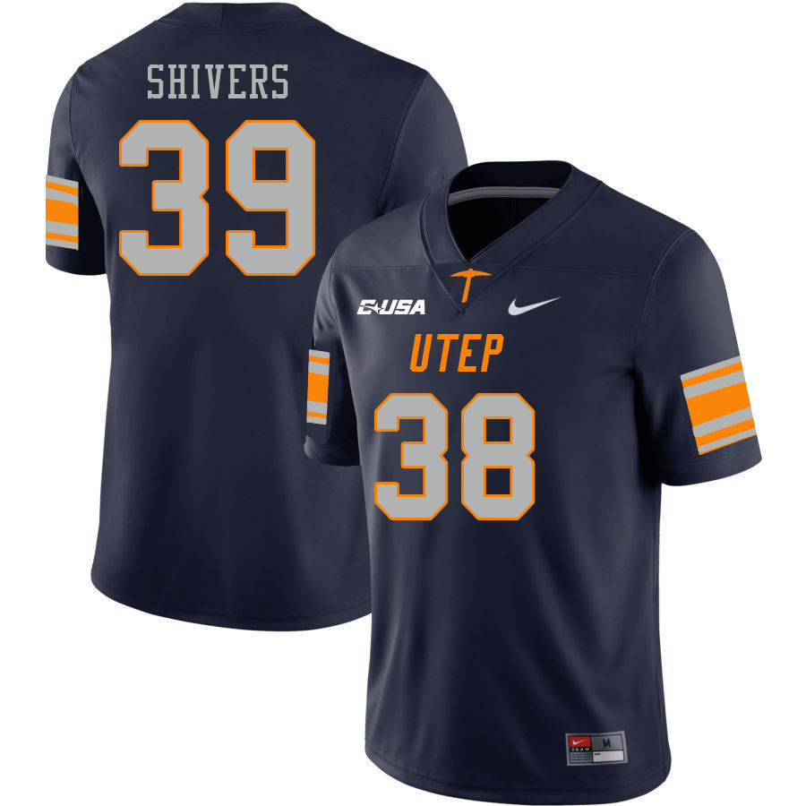 Men-Youth #39 Brandon Shivers UTEP Miners 2023 College Football Jerseys Stitched Sale-Navy